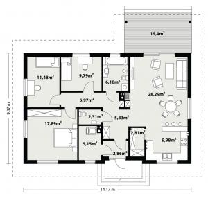 Abra drewniana - Rzut parteru