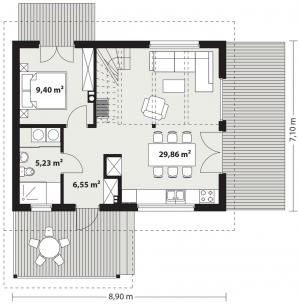 Erna drewniana - Rzut parteru