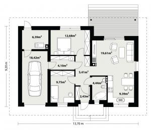 Gaja 2 drewniana - Rzut parteru
