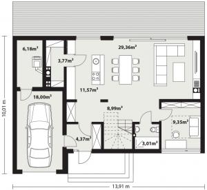 Kiri drewniany - Rzut parteru