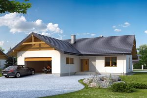 Projekt domu Abra 2 drewniana – parterowy, z garażem